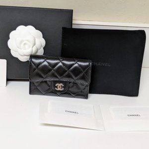 " SOLD " - NIB CHANEL Classic Black Flap Card Holder